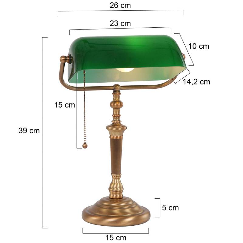 Schreibtischlampe Ancilla, Glasschirm, bronze/grün von Steinhauer
