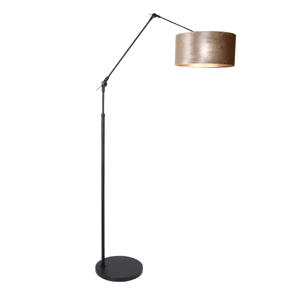Stehlampe, Gelenke beweglich, Textil Taupe, schwarz, H 210 cm von Steinhauer