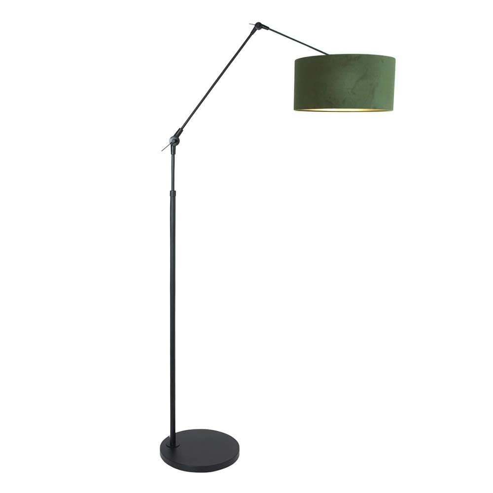 Stehlampe, Gelenke beweglich, Textil grün, schwarz, H 210 cm von Steinhauer