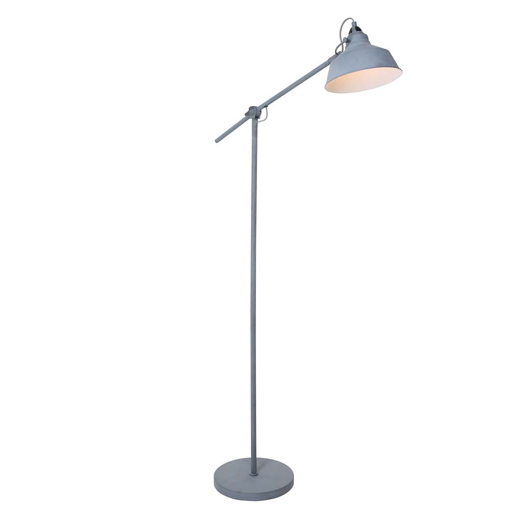 Stehlampe, Höhenverstellbar, Metall, weiß, grau, H 172cm von Steinhauer