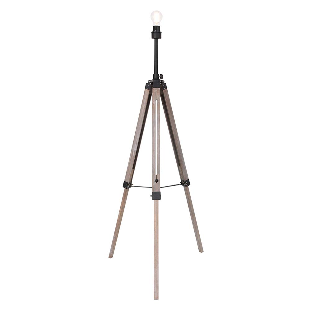 Stehlampe, Metall, Holz, Stativ, verstellbar, H 150 cm von Steinhauer