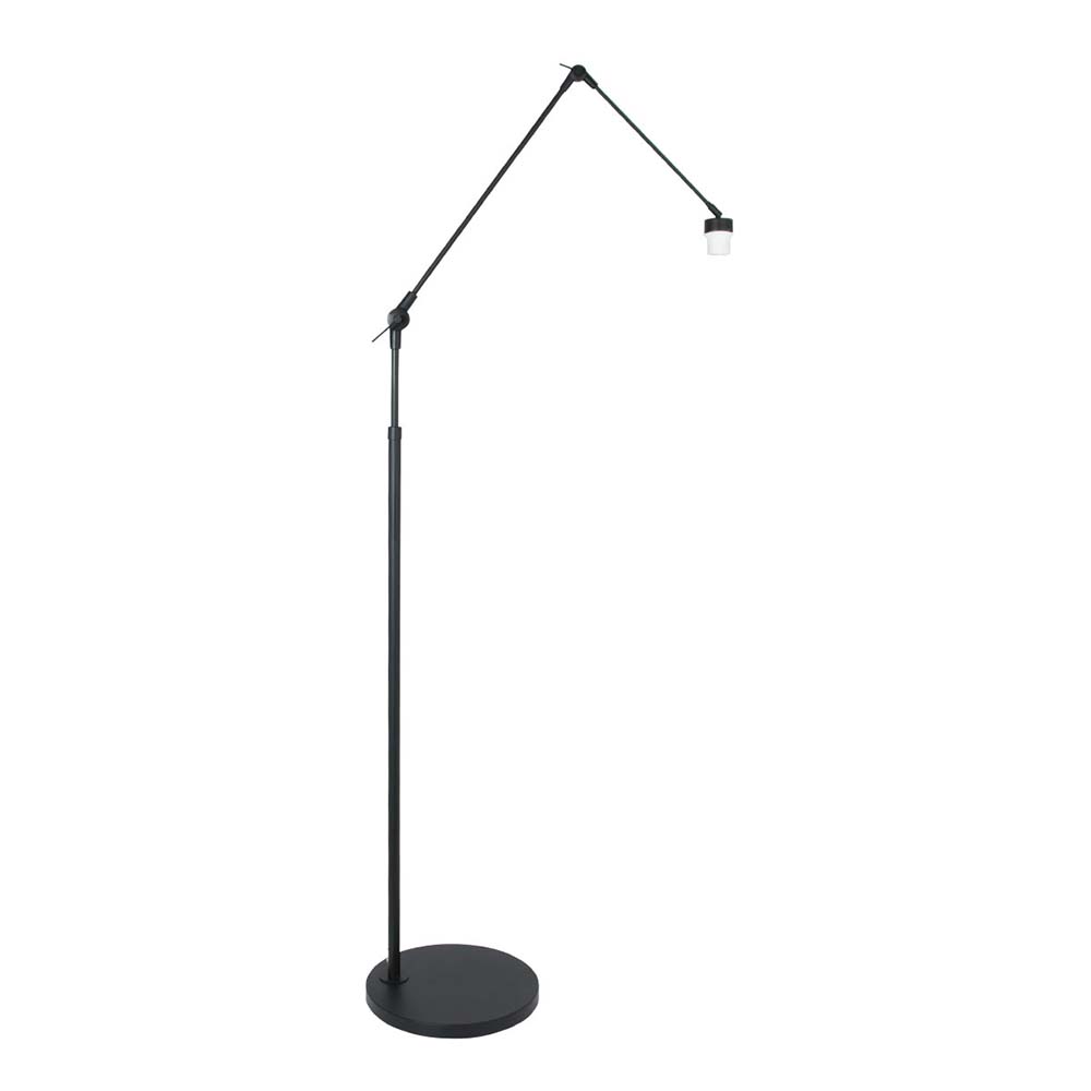 Stehlampe, Metall, Schwarz, Höhenverstellbar, H 210 cm von Steinhauer