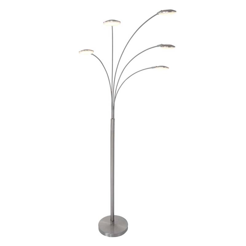 Stehlampe, dimmbar, Metall, Glas, silber, H 189cm von Steinhauer