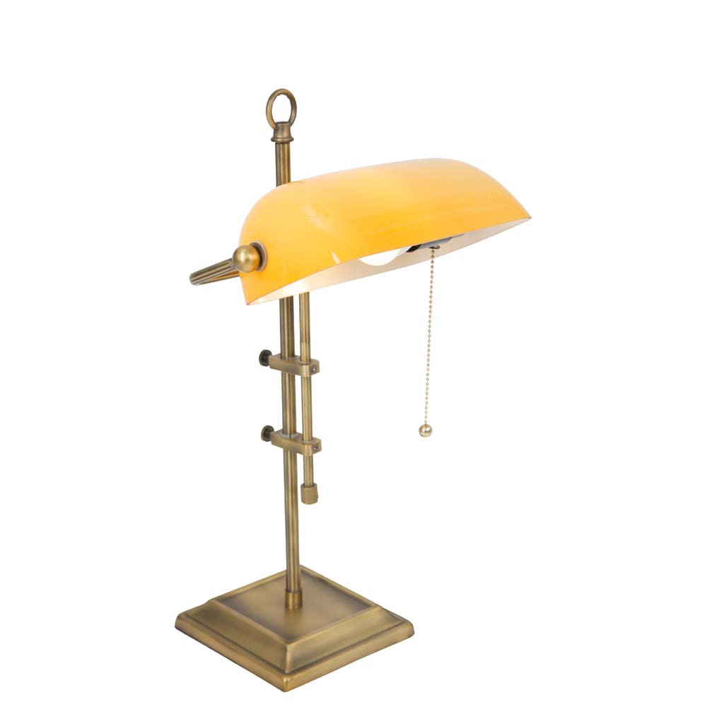 Tischlampe, bronze, gelb, höhenverstellbar neigbar, H 57 cm von Steinhauer
