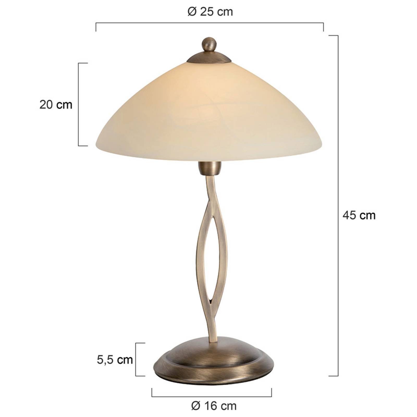 Tischleuchte Capri Höhe 45 cm creme/bronze von Steinhauer