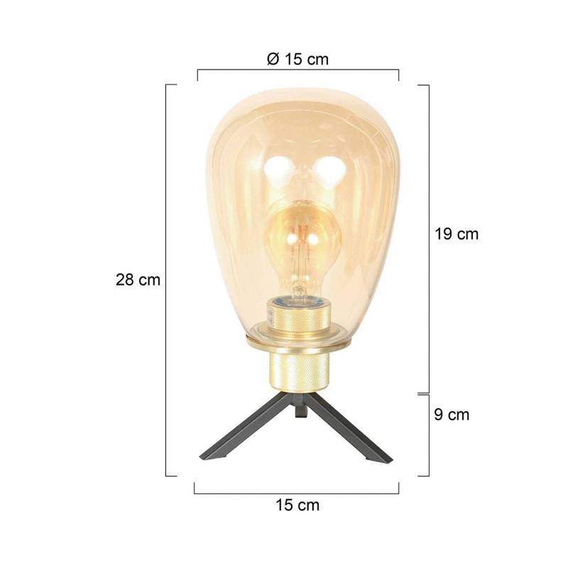 Tischleuchte Reflexion Ø 15 cm Höhe 28 cm Glas messingfarben von Steinhauer