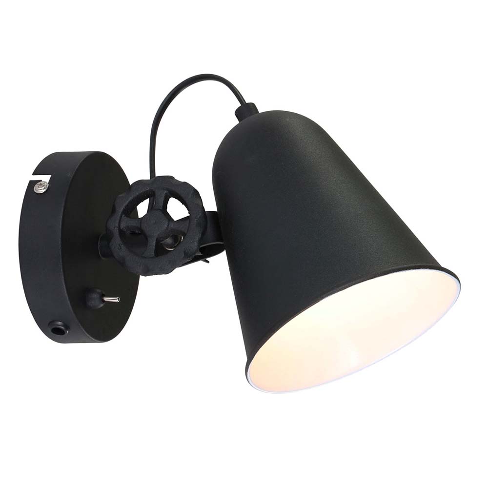Wandlampe, Metall, schwarz, weiß, E27 Fassung von Steinhauer