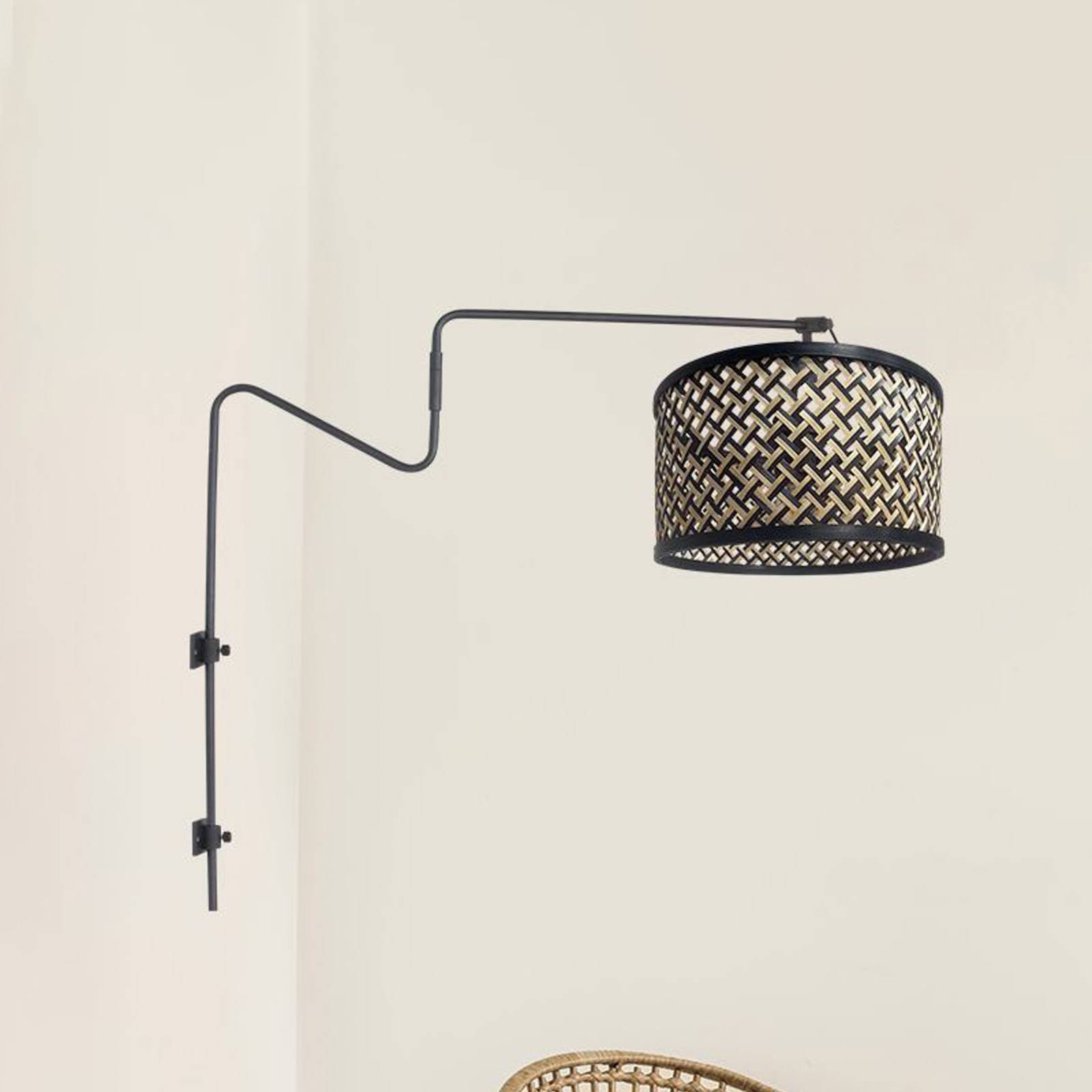 Wandleuchte Linstrom, Metall, Bambusgeflecht, schwarz/natur Wandleuchte Linstrom, Metall, Bambusgeflecht, schwarz/natur von Steinhauer
