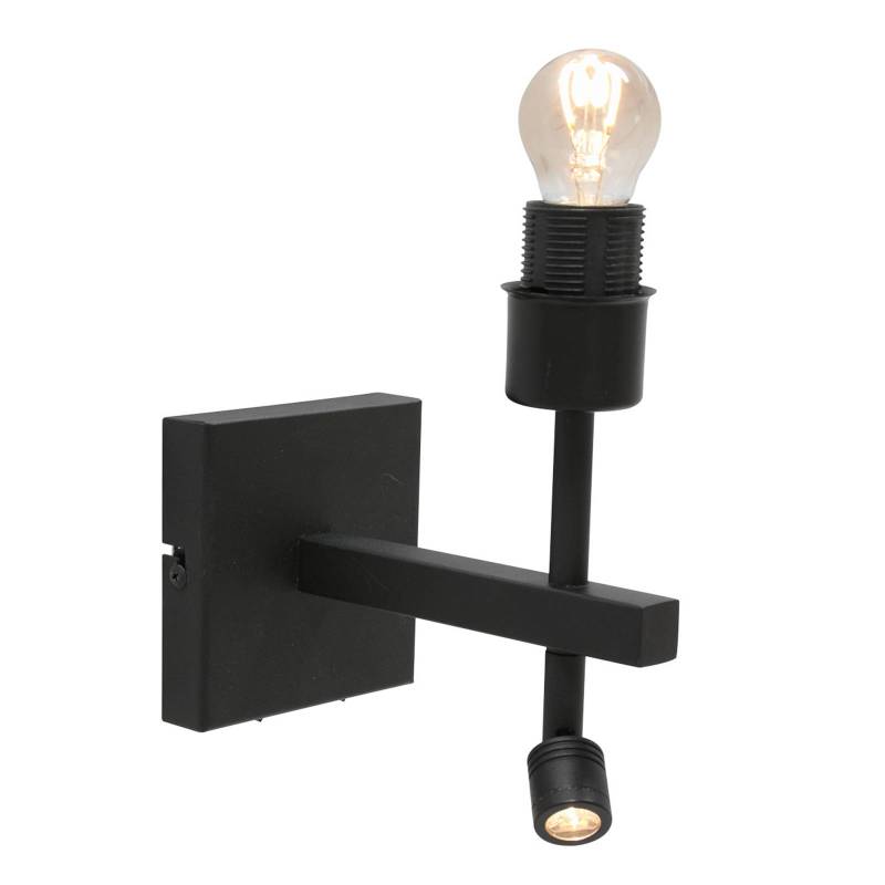 Wandleuchte Stang, LED-Leselicht, Geflecht schwarz/natur von Steinhauer
