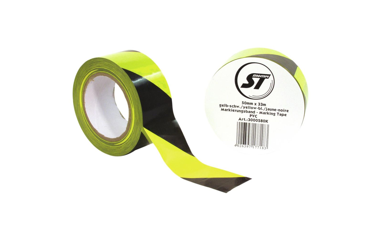 Markierungsband PVC gelb/schwarz 50mm x 33m Markierungsband PVC gelb/schwarz 50mm x 33m von Steinigke