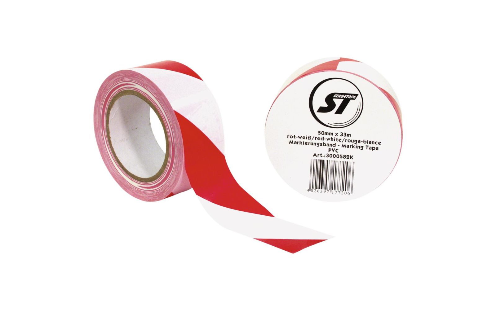 Markierungsband PVC rot/weiß 50mm x 33m von Steinigke