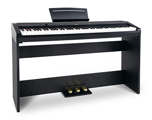 Steinmayer P-60 SM Compact Piano (Stagepiano mit 88 Tasten und passendem Unterbau, Hammermechanik, Anschlagdynamik, 128-fach polyphon, 14 Sounds, inkl. Notenhalter und Netzteil) schwarz von Steinmayer