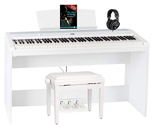 Steinmayer P-60 WM Stagepiano Home Set (88 Tasten und passendem Unterbau, Hammermechanik, Anschlagdynamik, 128-fach polyphon, 14 Sounds, inkl. Pianobank, Kopfhörer, Notenhalter, & Noten) Weiß von Steinmayer