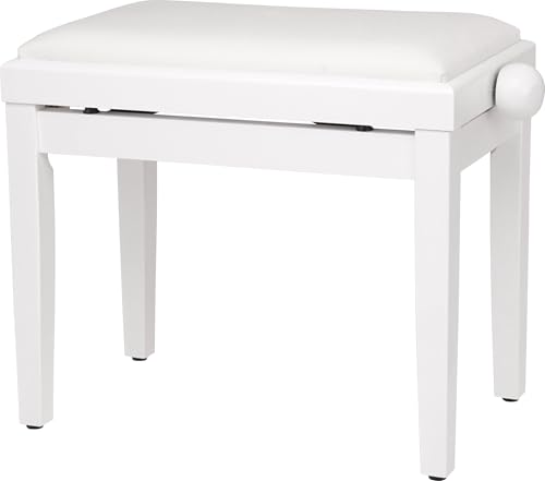 Steinmayer Pianobank Weiß-matt (Höhenverstellbar von 47-56cm, Spindelmechanik, Sitzfläche 55 x 32cm, weißer Velourbezug, stabil) von Steinmayer