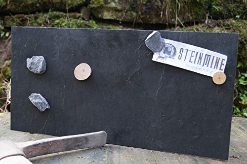 Magnettafel Echt Schiefer 4 In 1 (Magnetwand+Kreidetafel+Pinnwand+Wandbild) Naturstein Magnetboard inkl 1x Steinmagnet und 1x Kreidestück Größen 30x60cm, 40x60 cm, 80x60cm (Grey Impact, 40cm x 61cm) von Steinmine - Designmanufaktur