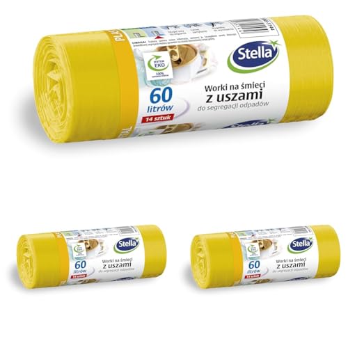 Stella 035144 Müllbeutel mit Henkeln für Metall Plastik/und Kunststofftrennung | 60 L | 14 Stück | Müllsack Mülltüte Abfallsäcke für Den Hausmüll Büro aus dicker LDPE-Regranulatfolie Farbe: Gelb Stella 035144 Müllbeutel mit Henkeln für Metall Plastik/und Kunststofftrennung | 60 L | 14 Stück | Müllsack Mülltüte Abfallsäcke für Den Hausmüll Büro aus dicker LDPE-Regranulatfolie Farbe: Gelb von Stella pack