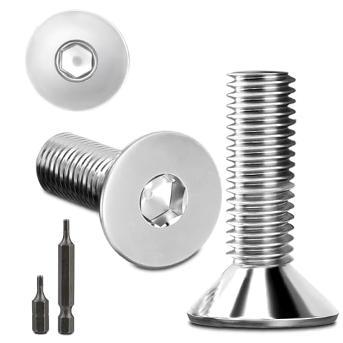 150Stk senkkopfschrauben edelstahl M4X16mm Innensechskant M4 edelstahlschrauben Senkkopf Schrauben Steckdose Gewindeschrauben Senkschraube DIN 7991/ISO 10642 mit 2 Stk Sechskant Schrauberkopf (Silber) 150Stk senkkopfschrauben edelstahl M4X16mm Innensechskant M4 edelstahlschrauben Senkkopf Schrauben Steckdose Gewindeschrauben Senkschraube DIN 7991/ISO 10642 mit 2 Stk Sechskant Schrauberkopf (Silber) von Stellarill