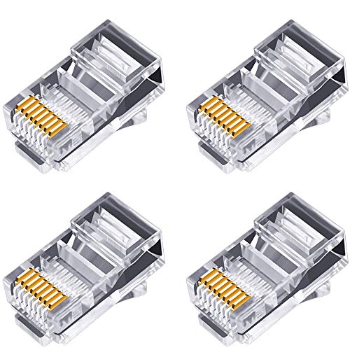Steowsey 100 Teiliger RJ45 Anschluss 6U Vergoldeter Durchgang Durch Ethernet Kabel Modulstecker Netzwerk RJ-45 Kristall KöPfe Cat5 Cat5E von Steowsey