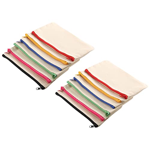 Steowsey 12 Pack Blank Segeltuch Make-Up Tasche,Massen Kosmetik mit Mehr Farbigem ReißVerschluss,Segeltuch ReißVerschluss FedermäPpchen,DIY von Steowsey