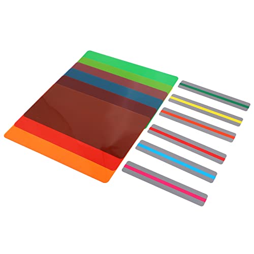 Steowsey 12 StüCk GefüHrte Lesen Streifen Set Farbige ÜBerlagerungen Legasthenie Tools Korrektur Gels Beleuchtung Filter Plastik Folien Lesezeichen von Steowsey