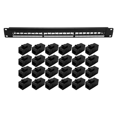 Steowsey 19-1U-Schrank-Rack-Durchgang, 24-Port-CAT6-Patchpanel, RJ45-Kontaktanschluss (RJ45-Kontaktanschluss), Modularer Rahmen von Steowsey