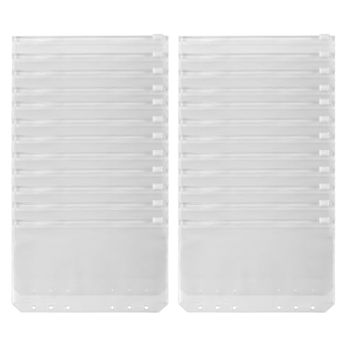 Steowsey 24 StüCk Binder A6 GrößE 6 LöCher Binder ReißVerschluss Ordner für 6-Ring Notizbuch Binder Lose Blatt Beutel von Steowsey