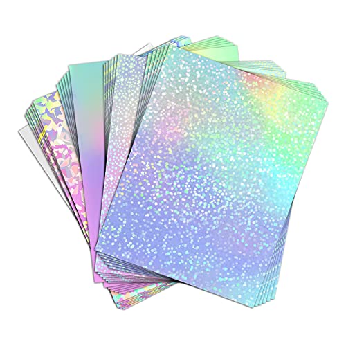 Steowsey 24 Vinyl-Aufkleberpapier für Tintenstrahldrucker - Bedruckbares GläNzendes Aufkleberpapier Und Holografische LaminatböGen von Steowsey