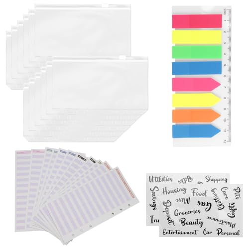 Steowsey 27 Pack A6 Binder Sets A6 Binder ReißVerschluss Kosten Budget BläTter Geld Umschlag Etiketten Aufkleber Neon Seite von Steowsey