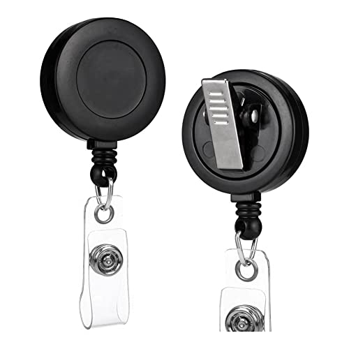 Steowsey 2er-Pack Namensschildhalter Ausweishalter mit Drehbarer Krokodilklemme (Schwarz) von Steowsey