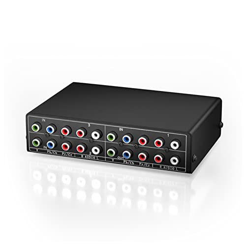 Steowsey 3-Wege RGB Komponenten AV Schalter Video Audio Wahlschalter 3 im 1 Ausgang Ypbpr Komponenten RGB Umschaltbox für TV 360 DVD von Steowsey