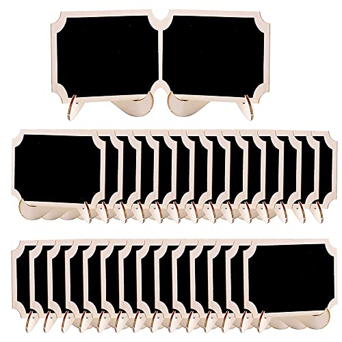 Steowsey 30Pcs Mini Tafelschild Lebensmitteletiketten für Partybuffet, Kleine Kreidetafel (Rechteckige Kerbe) von Steowsey