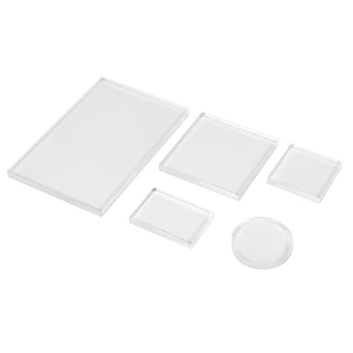 Steowsey 5 StüCk Klarer Stempel Acrylblock Set für Transparente Acryl Stempel Pad DIY Scrapbooking Klare Acryl Display Riser StäNder von Steowsey