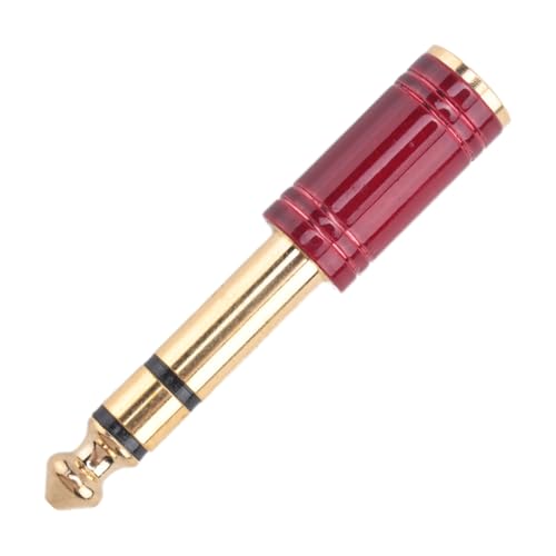 Steowsey 6,35 mm 1/4 Stecker Auf 3,5 mm 1/8 Klinken Buchse Stereo Kopfhörer Aux Line Audio Adapter Stecker Gitarren Verstärker Jack Mischen Kopfhörer Telefon Mic (Rot) von Steowsey