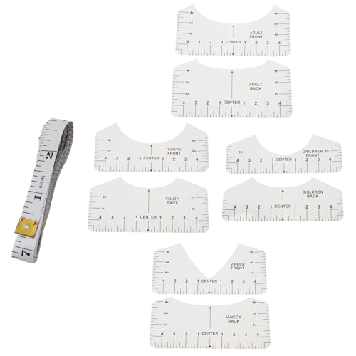 Steowsey 9-Teiliges T-Shirt-Ausrichtungswerkzeug, T-Shirt-FüHrungslineal zum Entwerfen Von Kleidung, PVC-T-Shirt-Lineale Hinten Und Vorne Ausgerichtet von Steowsey
