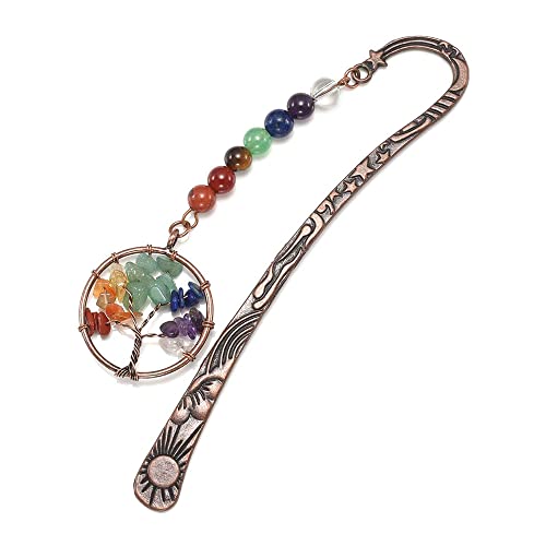 Steowsey Chakra Kristall Lesezeichen Vintage Metallbaum Lesezeichen für Frauen, SchüLer, Lehrer, Abschluss, von Steowsey