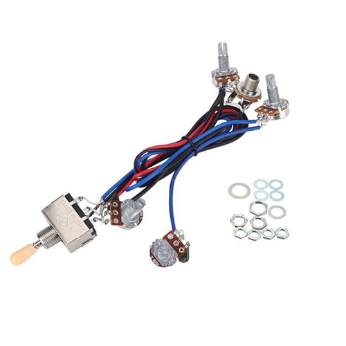 Steowsey Lp Elektor Gitarren Ton Abnehmer Kabel Kit 2T2V 500K Töpfe 3 Wege Schalter mit Buchse für Dual Humbucker Les Pual Stil Gitarren, Creme Farbene Kappe von Steowsey