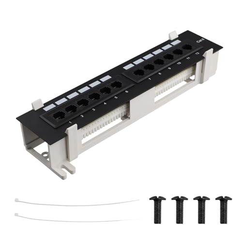 Steowsey Netzwerk-Tool-Kit 12-Port CAT6-Patchfeld RJ45-Netzwerk-Wandhalterung mit OberfläChenwandhalterung von Steowsey