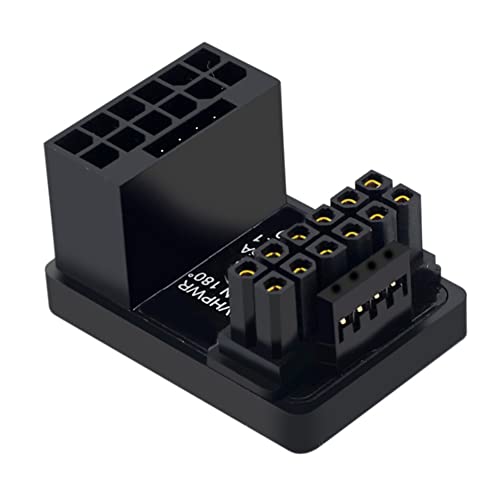 Steowsey PCIE5.0 Grafikkarte ATX3.0 Netzteil 12VHPWR 16 auf 16P 600W Stecker auf Buchse 180 Grad Adapterstecker Schwarz von Steowsey