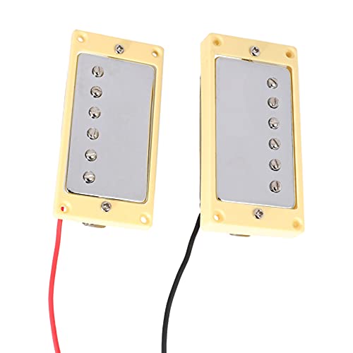 Steowsey Satz Von Doppelt Spule Humbucker Tonabnehmer Electro Gitarre Hals & Bruecke Tonabnehmer Chrom mit Gelbem Rahmen Passen Lp Gitarre von Steowsey