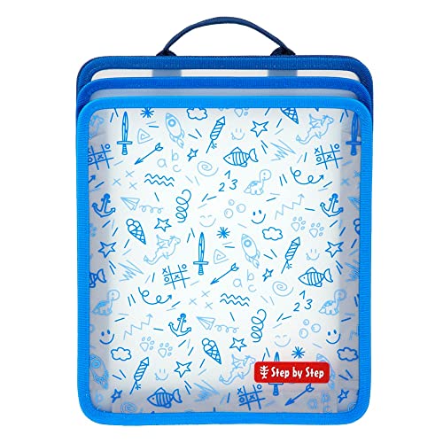 Step by Step Faltbare Heftbox, Blau, mit 3 Fächern für Hefte, Schnellhefter, Schreibblöcke, DIN-A4-Format, mit extra Lasche für 30 cm Lineal Step by Step Faltbare Heftbox, Blau, mit 3 Fächern für Hefte, Schnellhefter, Schreibblöcke, DIN-A4-Format, mit extra Lasche für 30 cm Lineal von Step by Step