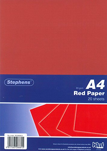 Stephens RS266853 Papier - 20 Blatt Leuchtende farben, 80 g/m2, rot von Stephens