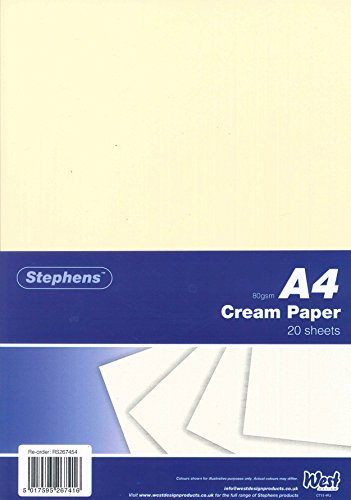 Stephens RS267454 Papier - 20 Blatt stahldrucke, cremefarbenDIN-A4-Papier, 80 g/m2, tinten von Stephens