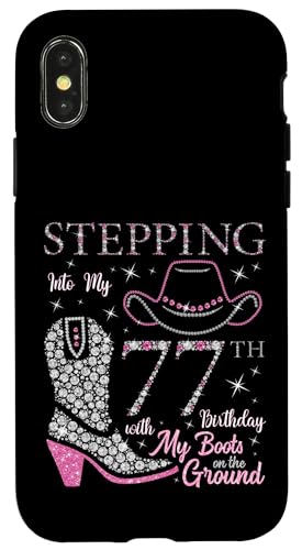 Ich trete in meinen 77. Geburtstag mit meinen Stiefeln auf dem Boden Hülle für iPhone X/XS Ich trete in meinen 77. Geburtstag mit meinen Stiefeln auf dem Boden Hülle für iPhone X/XS von Stepping Into My Birthday Cowgirls B-Day Party
