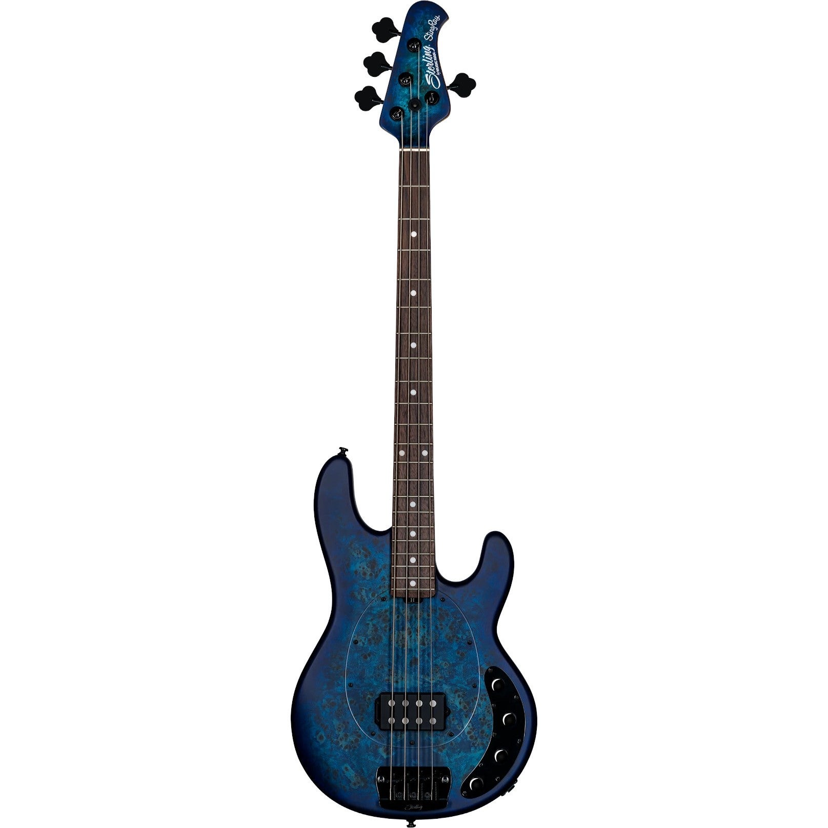 Sterling by Music Man StingRay Ray34 Poplar Burl Neptune Blue Satin Electric Bass with Deluxe Gig Bag Sterling by Music Man StingRay Ray34 Poplar Burl Neptune Blue Satin Electric Bass with Deluxe Gig Bag von Sterling by Music Man