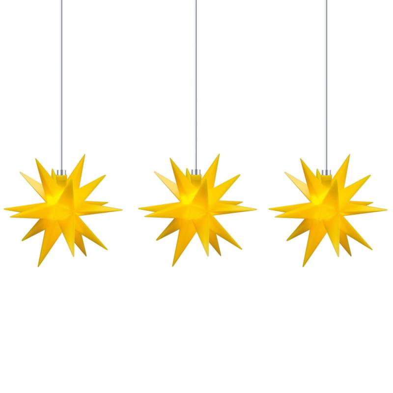 Lichterkette Stern innen, 18-Zacker, 3-flg., gelb von Sterntaler