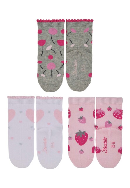 Sterntaler Baby-Söckchen 3er-Pack Blumen hellgrau von Sterntaler