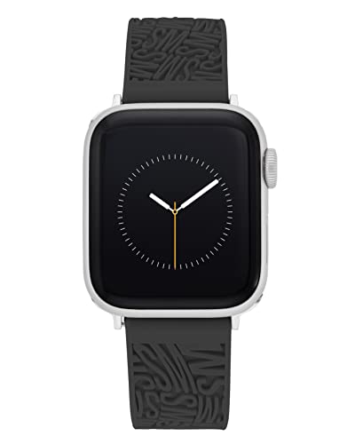 Steve Madden Modisches Silikonarmband für Apple Watch, sicher, verstellbar, passend für die meisten Handgelenke, schwarz, Schwarz von Steve Madden