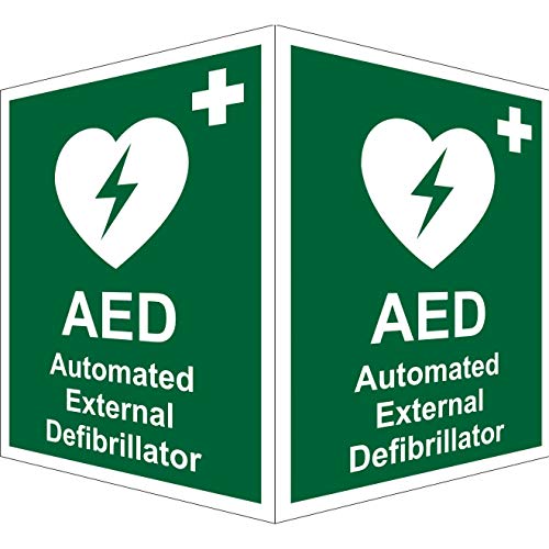 Seco AED Automated External Defibrillator On Each Face Schild, 150 mm x 200 mm – 1 mm halbstarrer Kunststoff von SECO