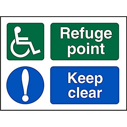 Seco DDA Schild mit Aufschrift "Fire Exit" – Rollstuhl, Zufluchtspunkt, Ausrufezeichen, Keep Clear-Schild, 200 mm x 150 mm – 1 mm, halbstarrer Kunststoff, grün von SECO