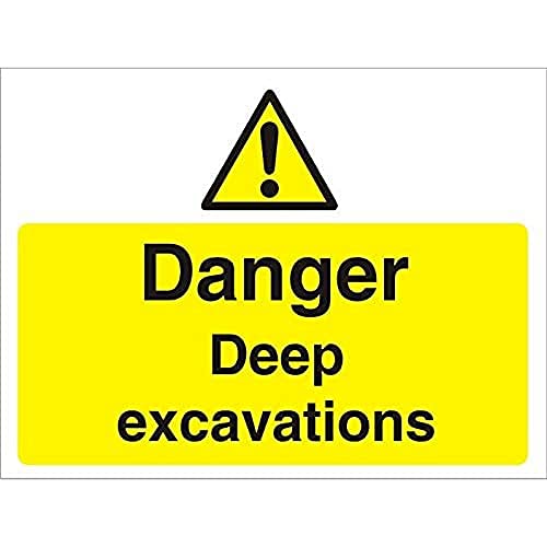 Seco Danger Deep Excavations Schild, 600 mm x 450 mm, 3 mm Schaumstoff-PVC von Stewart Superior